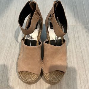 Women's Straw Suede Platform Wedge Espadrille Sandals